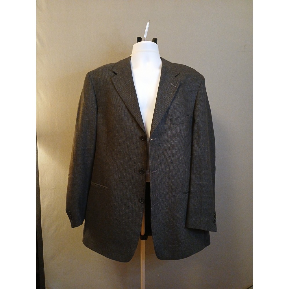 Pierre‎ Cardin Mens Suit Jacket Blazer 44L Gray Pure Wool 3 Button Up Long